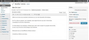 Page d'administration WordPress